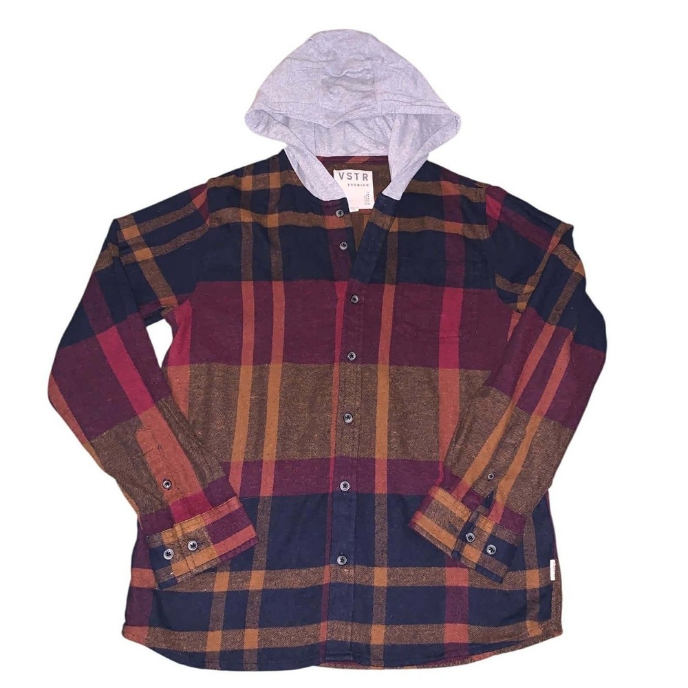 VSTR Modern Nomad Heavyweight‎ Hooded Plaid Flannel / Shacket Brushed Twill